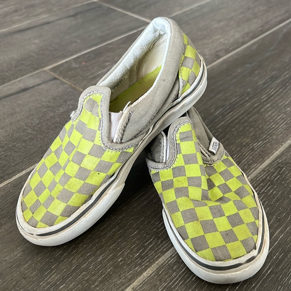 Toddler Size 11 Neon Green Checkerboard Vans